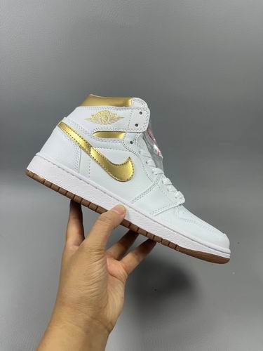 Air Jordan 1 White Golden Men's Women's Basketball Shoes-69